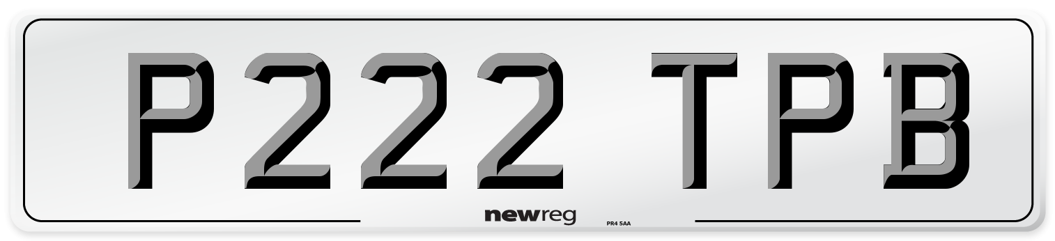 P222 TPB Number Plate from New Reg